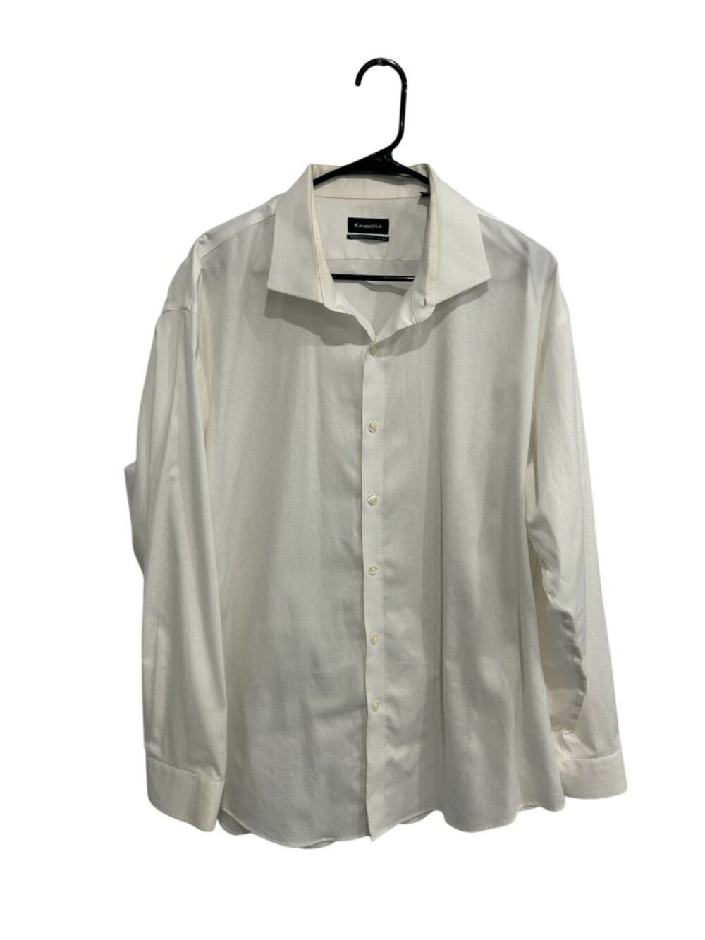 Esquire 18 Mens White Performance Slim Fit Dress Shirt Non Iron Minimalist